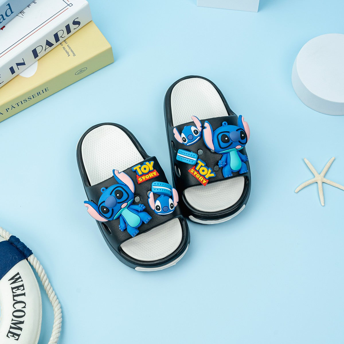 Disney Stitch Cartoon Slipper Cute Anti-slip Children's Slippers Boys and Girls Summer Shower Slippers Soft Sole Baby Babouche