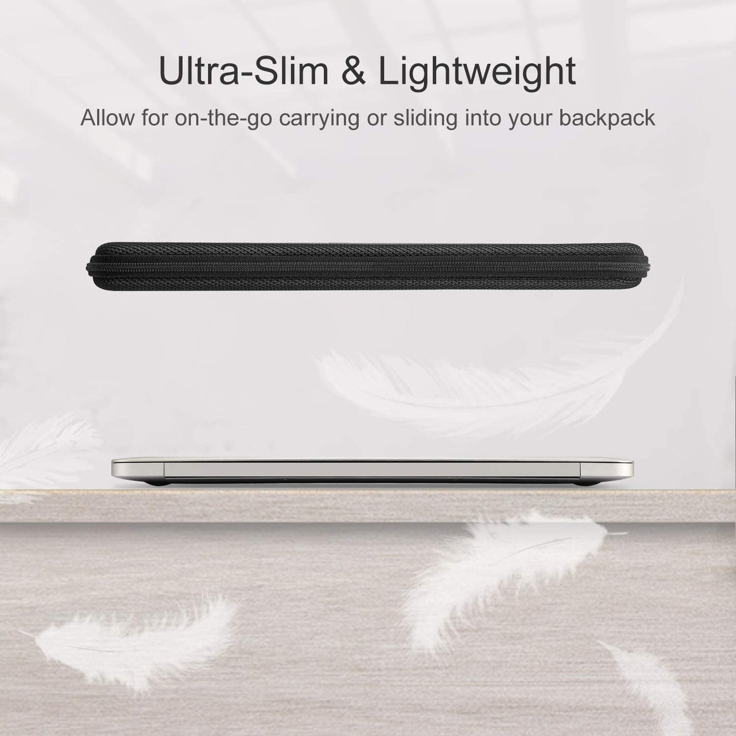 13 14 15.6 inch Laptop Sleeve Bag Shockproof Computer Bag Waterproof EVA Protective Carrying Case Black with Straps