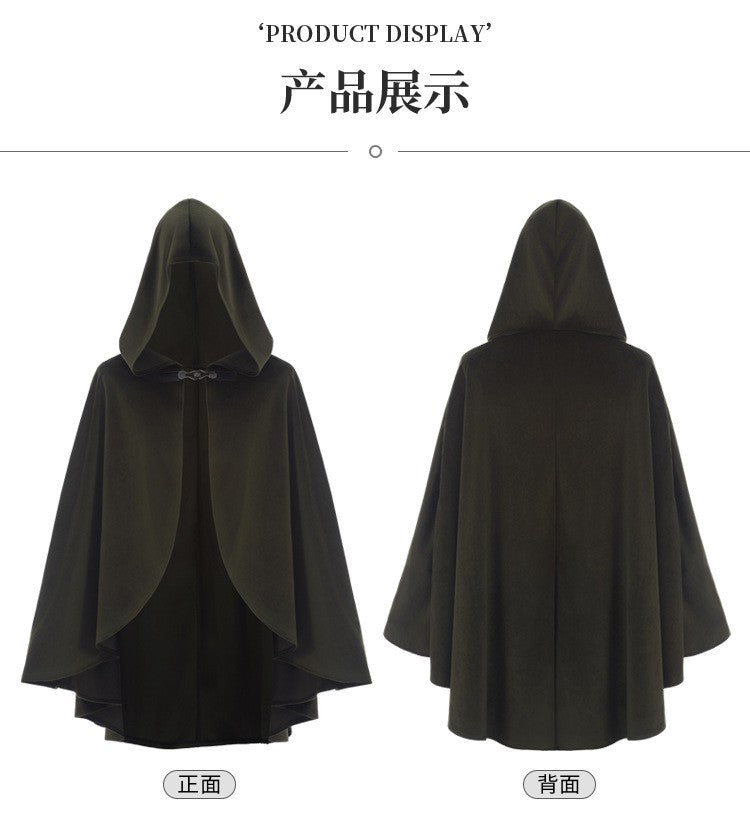 Medieval Retro Hooded Cloak Halloween Grim Reaper Wizard Cosplay Cloak Versatile Costume Accessory Cosplay Costume for Women Men