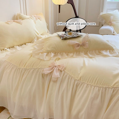 3pcs White Bedding set ruffles Duvet Cover Set (1*Duvet Cover + 2*Pillowcase, Without Core)for bedroom guest room