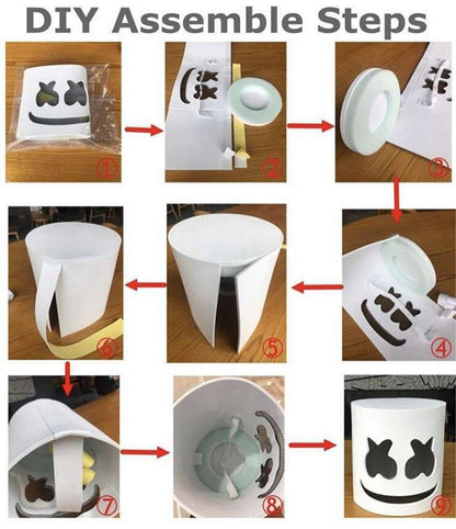Fashion Luminous LED Mask DJ Costumes Accessories Glow Supplies Neon Light Marshmallow Mask For Music Festival Nightclub Dance