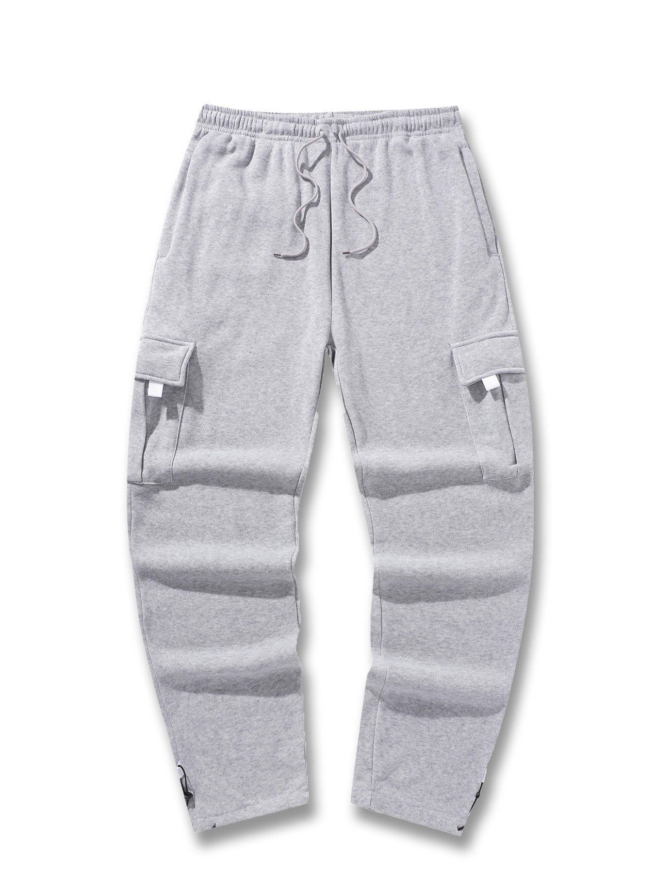 Calças de Moletom Masculinas Reta Casual Outono Inverno Calças Masculinas de Corrida Jogger Esportivas para Academia Calças Lisas com Vários Bolsos