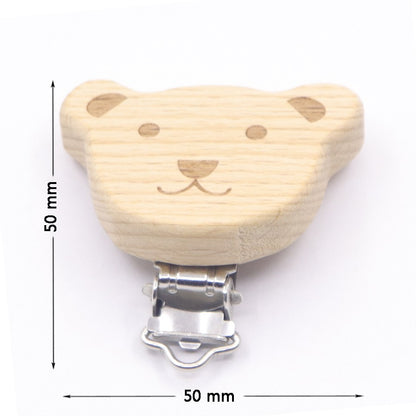 5PCS Wooden Rabbit Pacifier Clip Baby Accessories Wooden Animal Pacifier Metal Holder Elephant Pacifier Wooden Baby Teeth