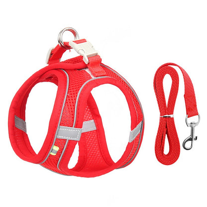 Conjunto de Coleira e Peitoral para Cães Pequenos Ajustável Peitoral Colete para Cães e Gatos Filhotes Bulldog Francês Chihuahua Pug Caminhada ao Ar Livre Guia Coleira