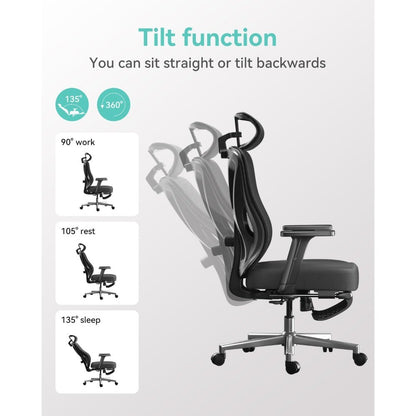 p5 ergonomic office chair, desk chair with adjustable lumbar support and height, comfortable mesh computer chair with footrest
