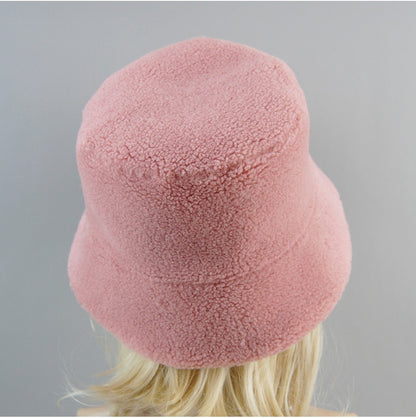 Chapéu de Pele de Carneiro Shearling Partículas Chapéus Femininos Inverno Quente Clássico Luxuoso Bonés de Alta Qualidade Chapéu Feminino Moda Novo Design Chapéu de Balde