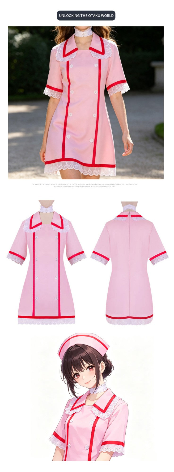 Virtual anchor Kasane Teto, doctor role-playing costume set, pink nurse uniform, Halloween party, virtual singer costume