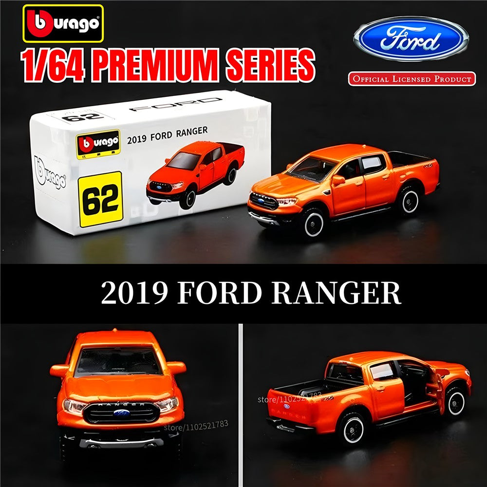 Bburago 1:64 Ford Ranger Picape Réplica Carro Modelo, Escala Chevrolet Audi Porsche VW Honda Miniatura Diecast Brinquedo Menino Criança