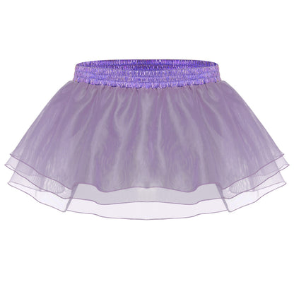 Womens Tiered A-line Pleated Short Skirt Shiny Glitter Skirt for Rave Festival Pole Dance Bar Party Skirt Night Club Costume