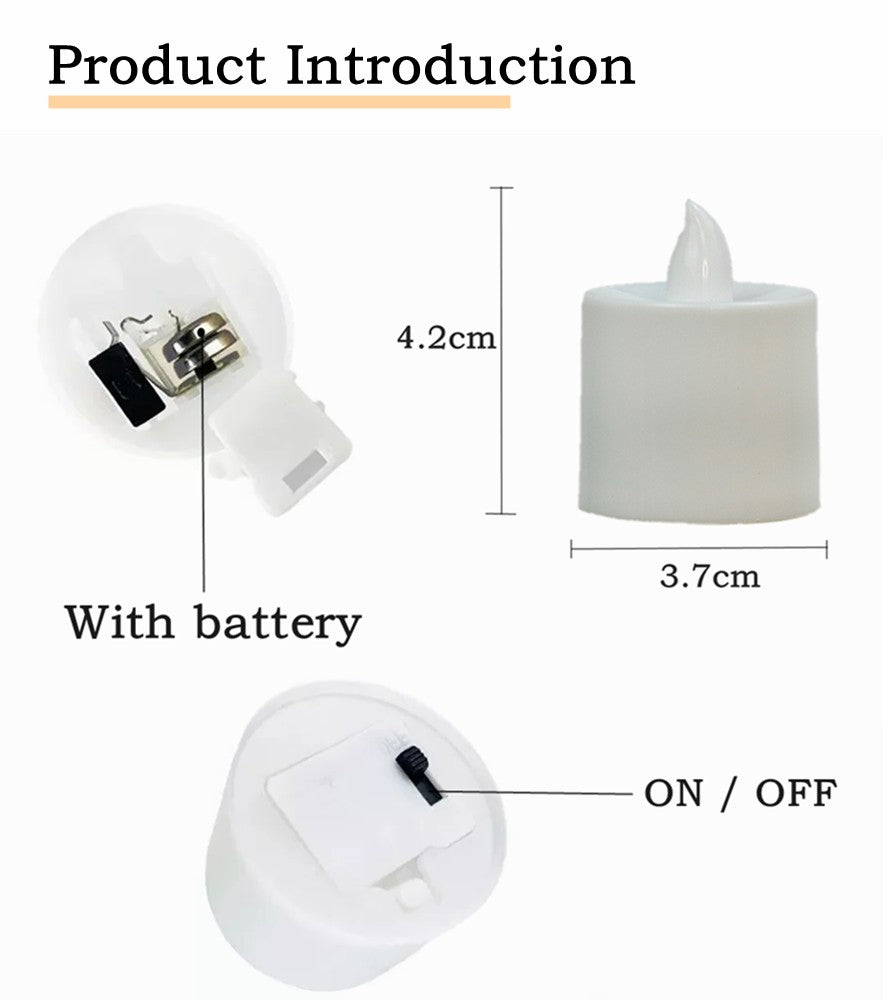 24/12PCS With Battery Flickering LED Candle Tealights Flameless Wedding Home Christmas Decor Candle Battery-powered Night Light
