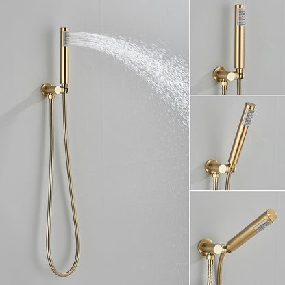 Brushed Gold Shower Faucet Embedded In 2 Ways Shower Mixers Wall Mounted Rainfall Bathroom Shower Tap Stainless Steel Head