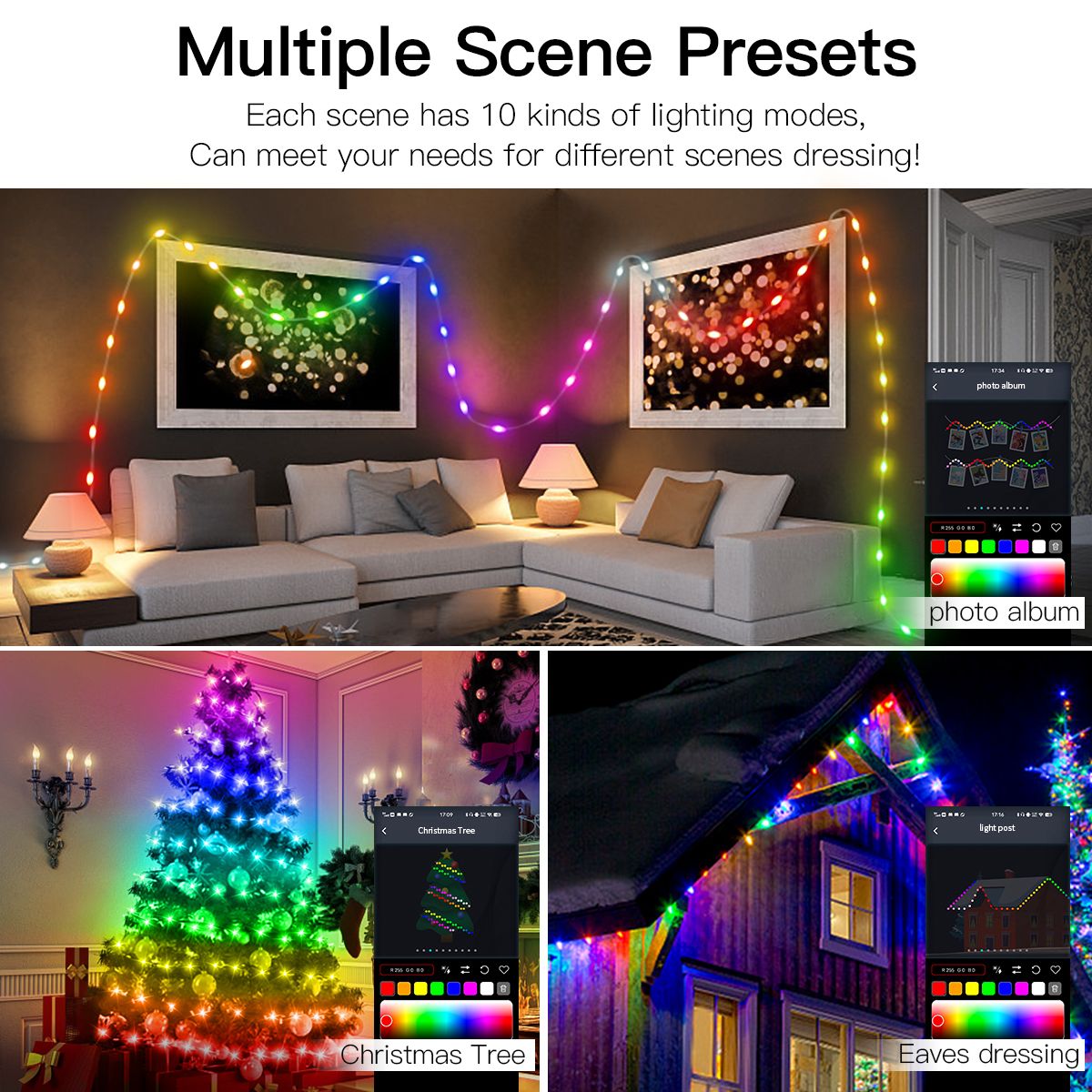 40M Led String RGB Light Smart Outdoor Festoon Party Leather Line IP65 Bluetooth Music Lamp String Fairy Lights Holiday Lighting