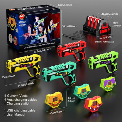 VATOS Laser Tag Guns Battle Game Electric Infrared Gun Set Toy Kids x4 Boy Girl Team Party Indoor Outdoor Game Christmas Gifts