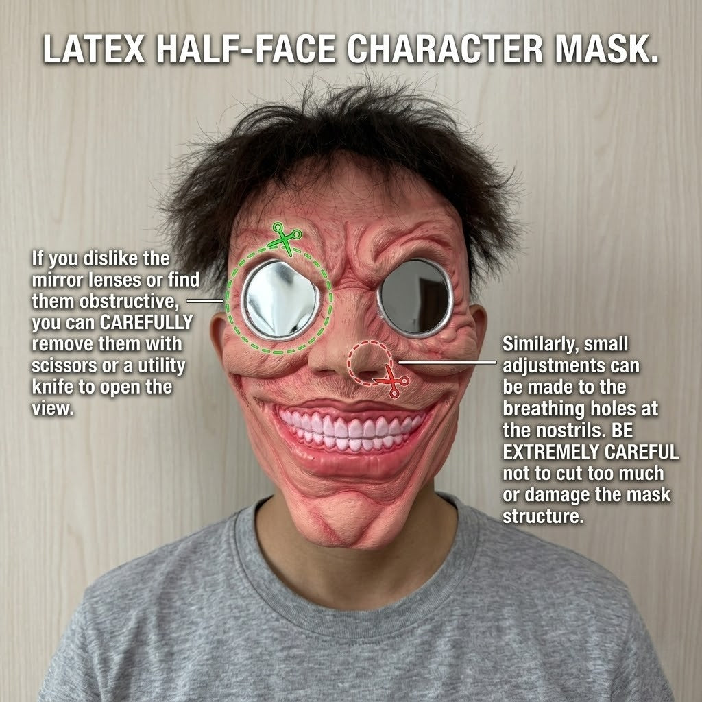 Scary Smile Black Hole Half Face Mask Horror Halloween Cosplay Mask Funny Creepy Party Costume Props Adult Masquerade Masks