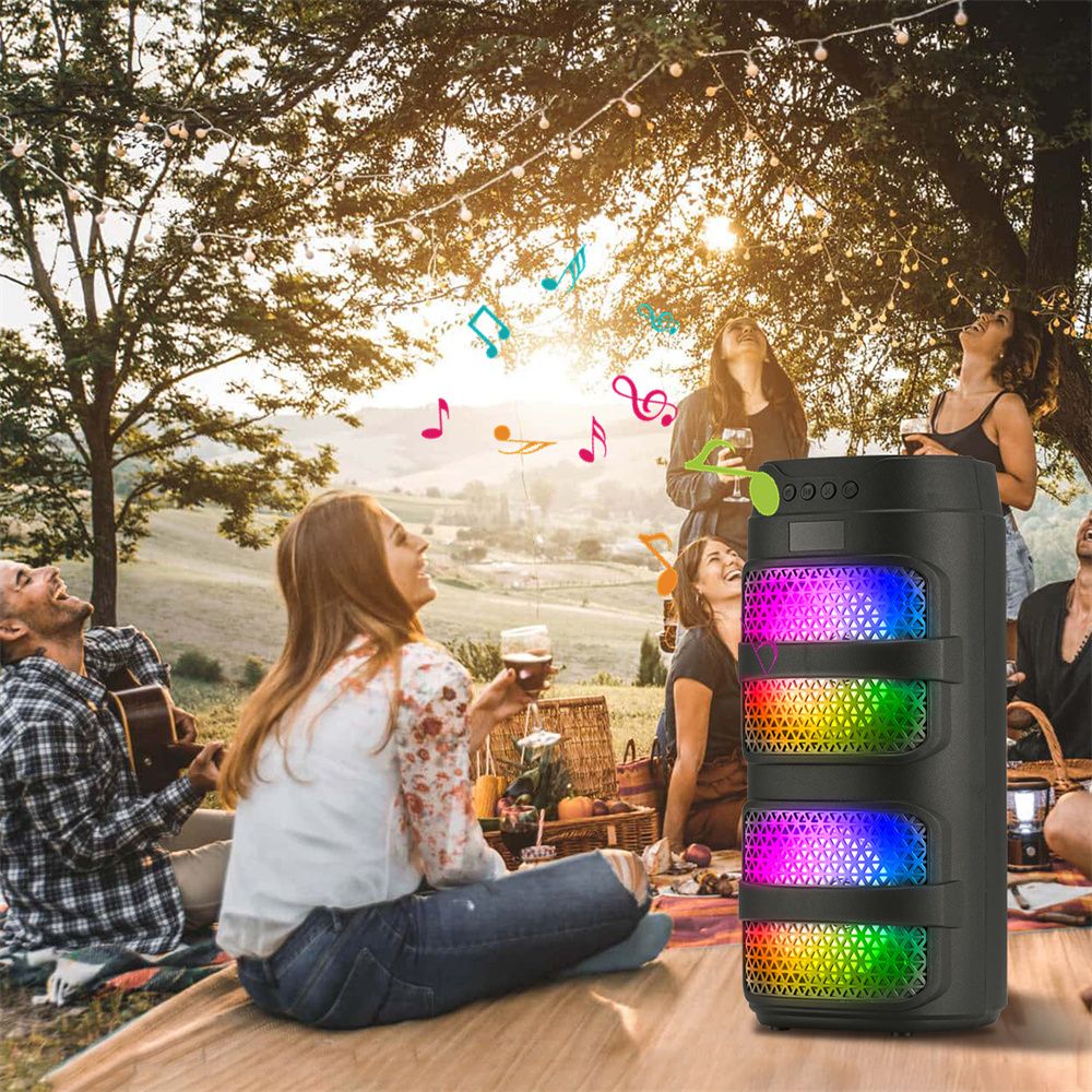 Caixa de som Bluetooth 3000W, alto-falante duplo de 4 polegadas, subwoofer estéreo portátil para ambientes externos, alto-falante sem fio 5.0, luz LED recarregável