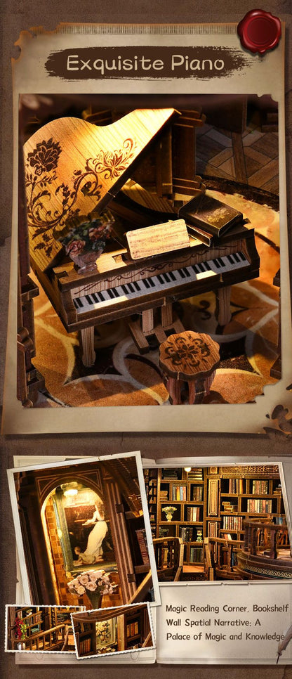 3D Retrô Sonhador Sala de Livros DIY Casas de Madeira em Miniatura Kits Decoração de Mesa para Adultos Presentes de Natal Artesanais