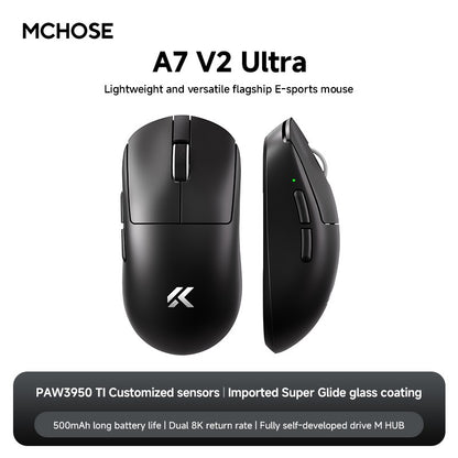 MCHOSE A7 V2 Ultra Gaming Mouse Sensor PAW3950 TI Dual 8000Hz 20000fps 42000DPI 750IPS Revestimento de Vidro Super Deslizante Importado CSGO