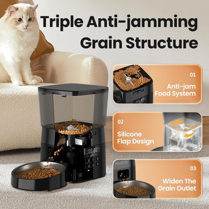 ROJECO Alimentador Automático de Animais de Estimação Versão com Botão Acessórios para Dispenser Automático de Comida para Gatos Alimentador Inteligente para Gatos e Cães Comida Seca
