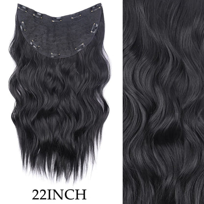7 peças/conjunto de aplique de cabelo com 16 grampos, preto, longo e liso, cabelo natural, aplique de cabelo ombre, fibra resistente ao calor para penteado feminino