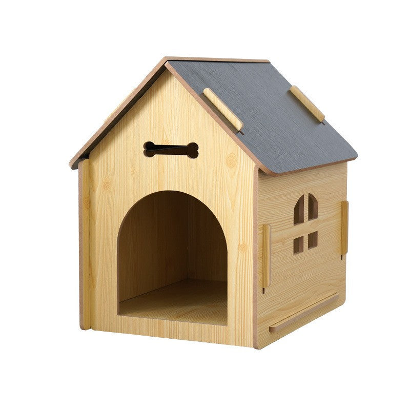 Casinha de cachorro e casinha de gato de madeira nova, casinha de cachorro com janela para animais de estimação, cabine para animais de estimação destacável, placa Osson de alta densidade, com portas de ferro
