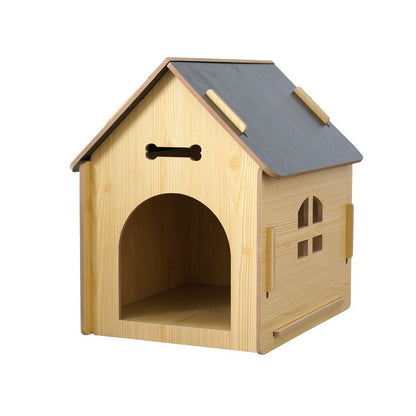 Casinha de cachorro e casinha de gato de madeira nova, casinha de cachorro com janela para animais de estimação, cabine para animais de estimação destacável, placa Osson de alta densidade, com portas de ferro