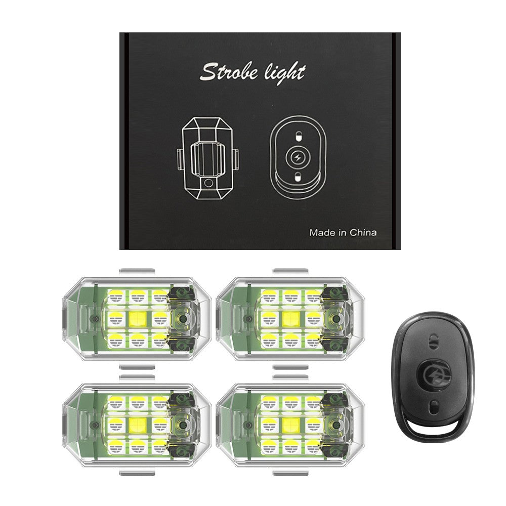 2/4PC Wireless LED Strobe Light Remote Control Warning Lamp Flash Indicator Anti-collision For Car Auto Motorcycle Drone Cruise