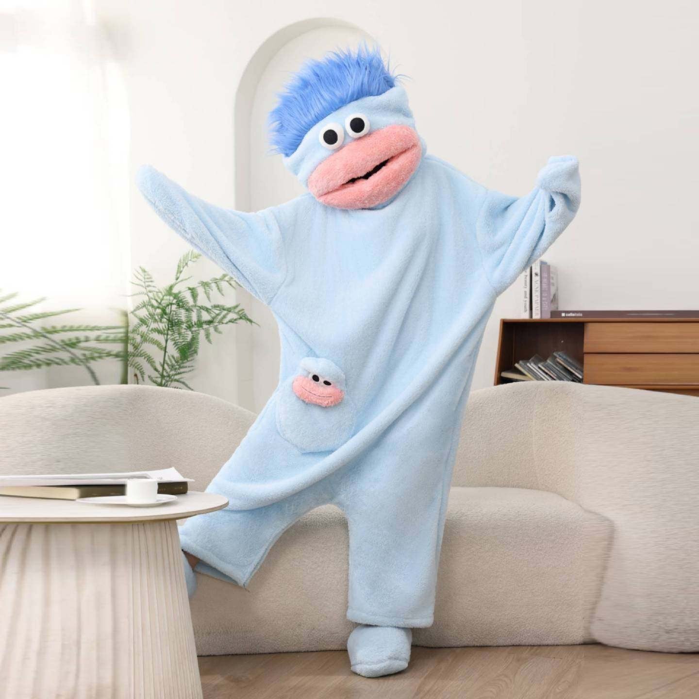Hot Big Mouth Monster Cute Funny Onesie Pajamas Thickened Coral Fleece Homewear For Couples Men Women Autumn Cartoon Pajamas