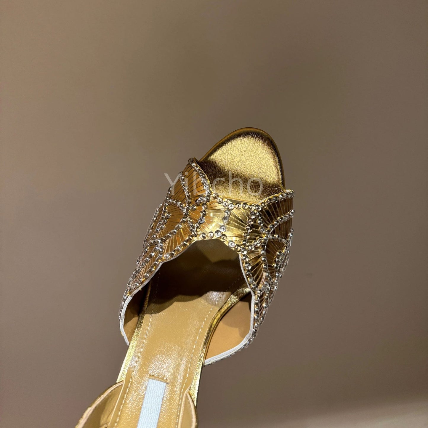 Sandálias Femininas Sexy com Salto Agulha, Bico Peep Toe Moderno, Boca de Peixe, Lantejoulas de Luxo
