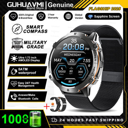 Smartwatch T-Rex 3 Militar Bateria 1000mAh 10ATM À Prova D'água GPS Bússola Altímetro Chamada AMOLED Masculino Natação Esportivo