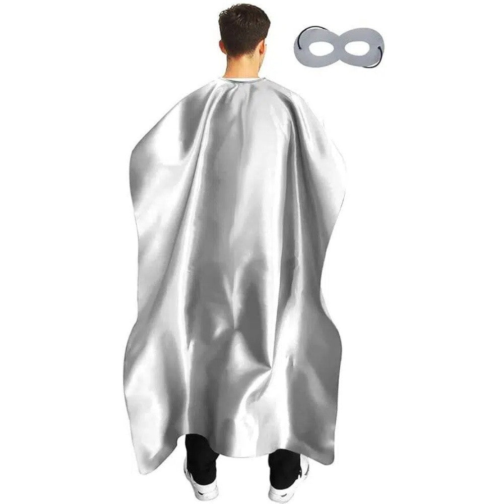 2Pcs/Set Solid Color Adult Superhero Cape with Eye Mask Cosplay Costume Dress Up Halloween Superhero Cloak Includes Eye Mask