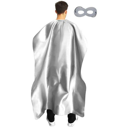 2Pcs/Set Solid Color Adult Superhero Cape with Eye Mask Cosplay Costume Dress Up Halloween Superhero Cloak Includes Eye Mask