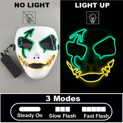 Shuffle Dance Mask Luminous Purge Mask Devil Glowing Masquerade Cosplay Mask for Halloween Horror Haunted House Props