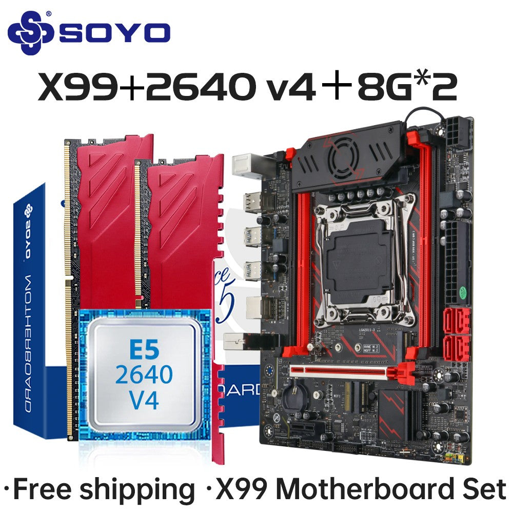 Gaming Motherboard Set X99 C612 with Intel Xeon E5 2640 V4 CPU DDR4 16G[8G*2] 2133MHz RAM Computer components Desktop SOYO