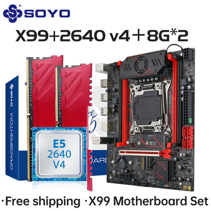 Gaming Motherboard Set X99 C612 with Intel Xeon E5 2640 V4 CPU DDR4 16G[8G*2] 2133MHz RAM Computer components Desktop SOYO