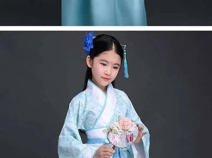 Hanfu Chinese Costume Girls Children Kimono Traditional Vintage Ethnic Fan Students Dance Halloween Japanese Yukata Kimono Style