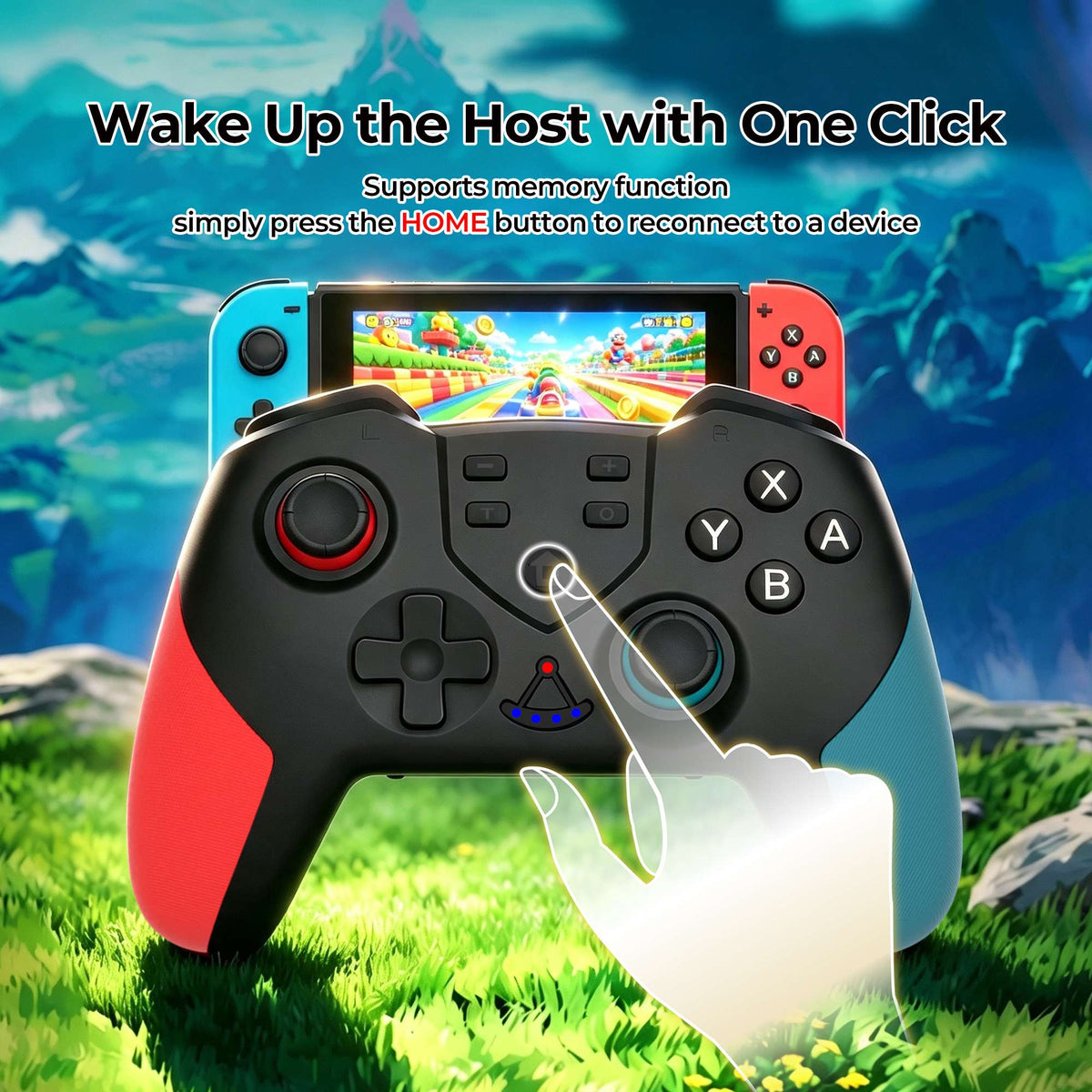 Wireless Buletooth Game Controller For Nintendo Switch/OLED/Lite, Switch Pro Gamepad with Turbo 6-Axis Gyro Dual Vibration
