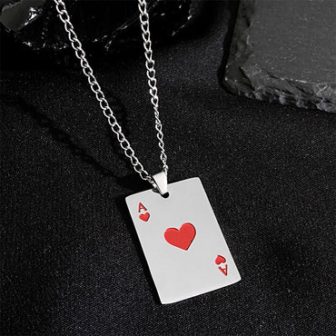 New Stainless Steel Poker Card Ace of Spades Pendant Chain Necklace For Women Men Playing Cards Jewelry Hip Hop Jewelry Gifts