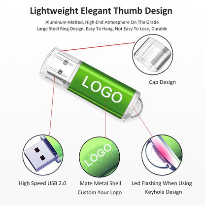 50 peças/lote USB 2.0 Flash Drive Original 1GB 2GB 4GB 8GB Pen Drive 16GB 32GB USB Sticks 64GB Memory Flash Disk 128MB Logo Grátis