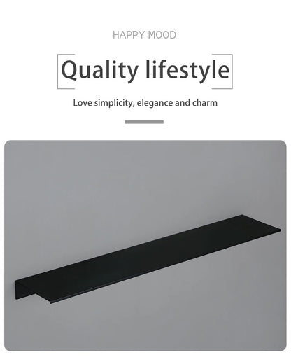 Prateleira de Parede Preta Fosca Prateleiras de Banheiro Acessórios de Banheiro 30-50cm Suporte de Armazenamento Moderno para Cozinha e Chuveiro Venda por Atacado