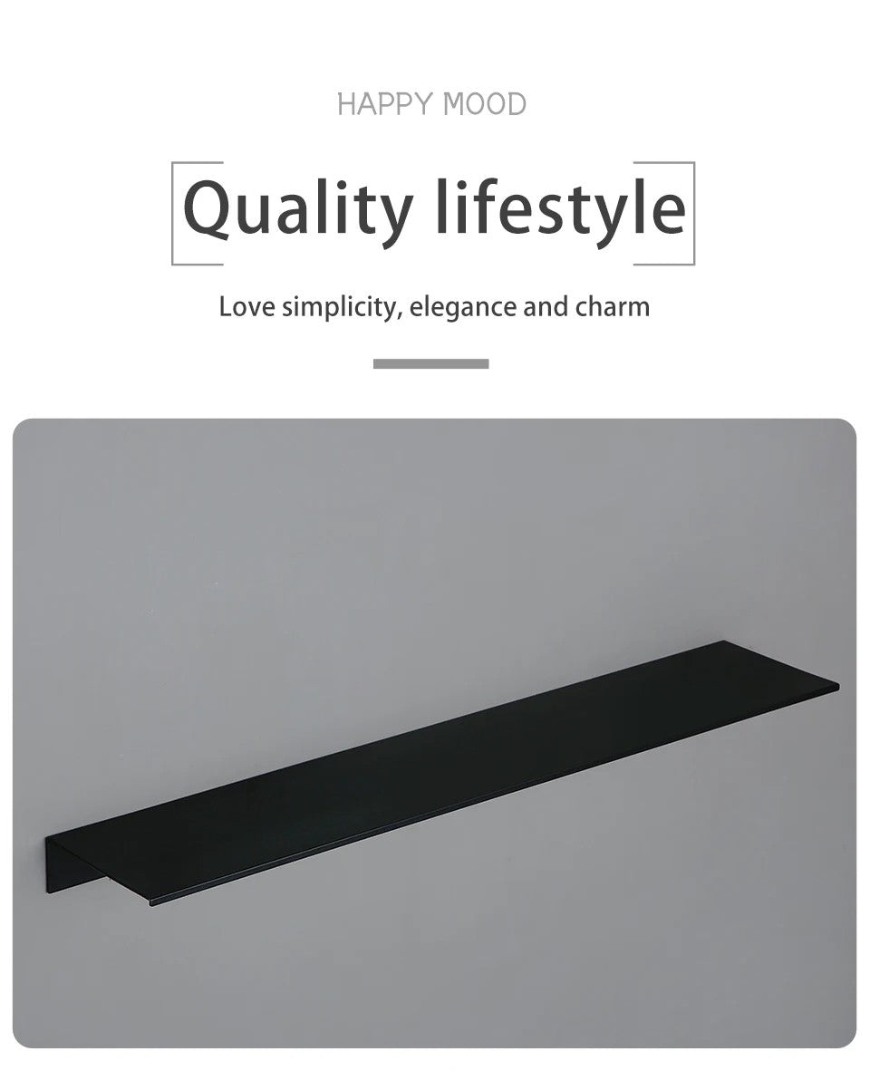 Prateleira de Parede Preta Fosca Prateleiras de Banheiro Acessórios de Banheiro 30-50cm Suporte de Armazenamento Moderno para Cozinha e Chuveiro Venda por Atacado