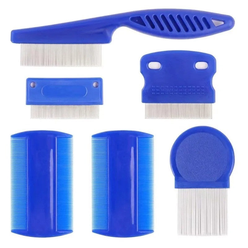 Pente para pulgas e piolhos, pacote com 4, pentes de aço inoxidável para cães e gatos com dentes arredondados, remoção profissional de manchas de lágrima de animais de estimação com dupla face