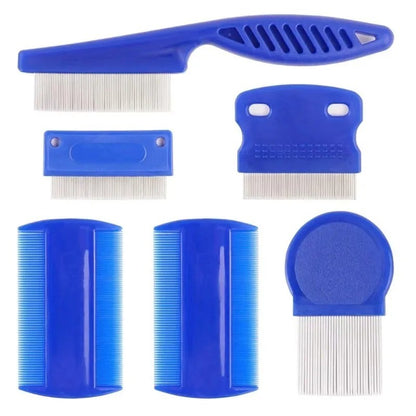 Pente para pulgas e piolhos, pacote com 4, pentes de aço inoxidável para cães e gatos com dentes arredondados, remoção profissional de manchas de lágrima de animais de estimação com dupla face