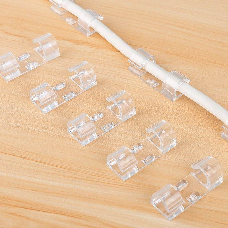 20/100 peças Grampos Organizadores de Cabos Suporte de Fio Transparente Gerenciador de Fios de Casa Escritório Enrolador de Linha de Dados USB Protetor de Ganchos