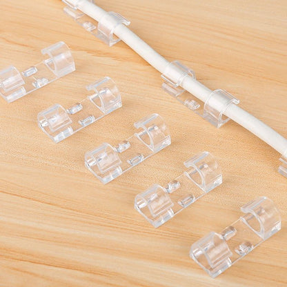 20/100 peças Grampos Organizadores de Cabos Suporte de Fio Transparente Gerenciador de Fios de Casa Escritório Enrolador de Linha de Dados USB Protetor de Ganchos
