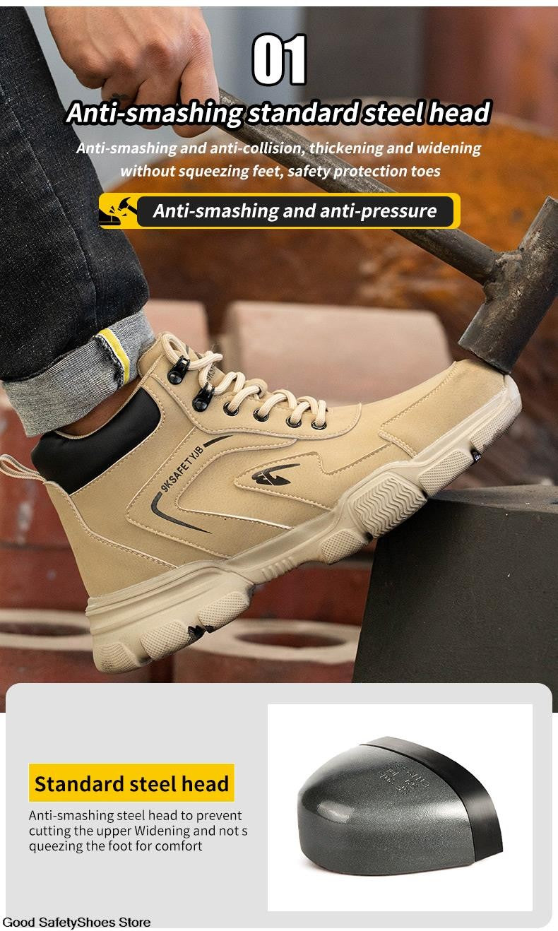 Botas de Segurança Masculinas com Biqueira de Aço Indestrutíveis para Construção Botas de Segurança à Prova de Perfurações Calçados de Trabalho Masculinos Protetores