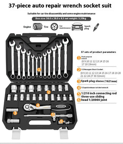 Grande Conjunto de Ferramentas para Reparo Automotivo Chave de Boca de Soquete de Manutenção Automotiva Conjunto de Combinação de Soquetes Multifuncional