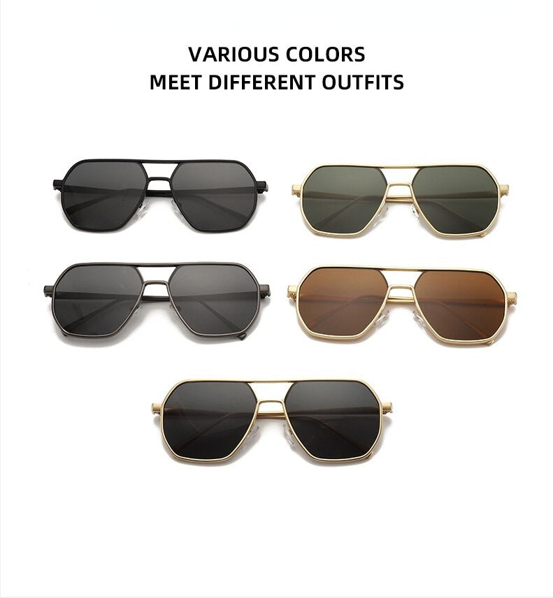 Óculos de Sol Retrô Masculino Grife Designer Alta Qualidade Armação de Metal Óculos de Sol de Proteção para Dirigir Óculos UV400