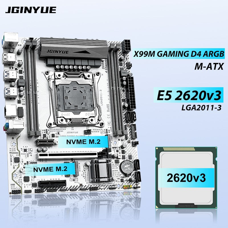 JGINYUE X99 Motherboard LGA 2011-3 with Xeon E5 2620 V3 DDR4 RAM Memory M.2 NVME SATA WIFI X99M GAMING D4/ARGB