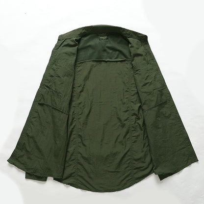 2024 New Summer Cargo Shirt for Men Long Sleeve 2-Pocket Shirts Outdoor Casual Colthing Solid Color Quick-dry Tops Overshirt