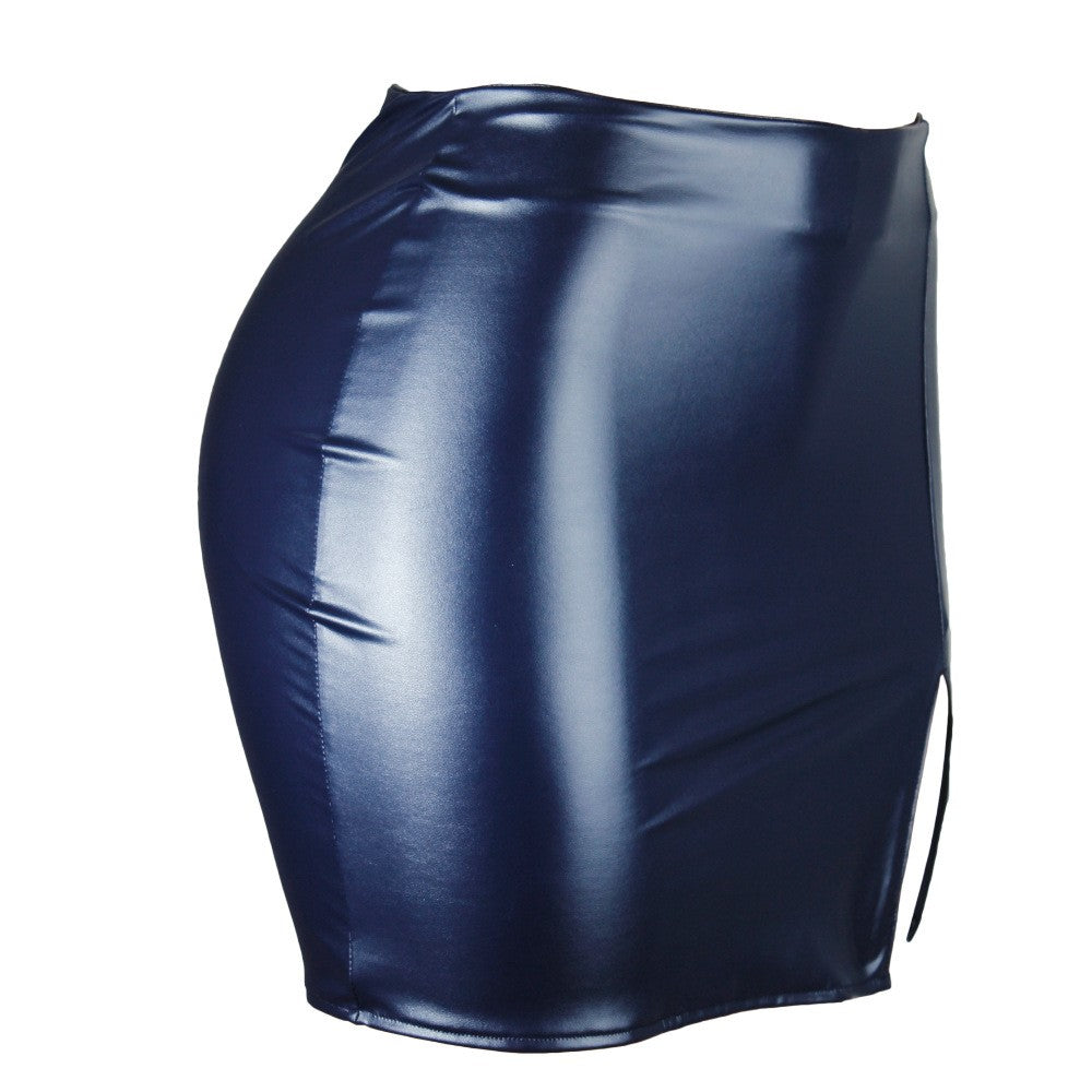 2025 Women Leather Night Clubwear Skirts Summer Pure Color PU-leather Zipper Sexy Hip Leather Mini Skirts